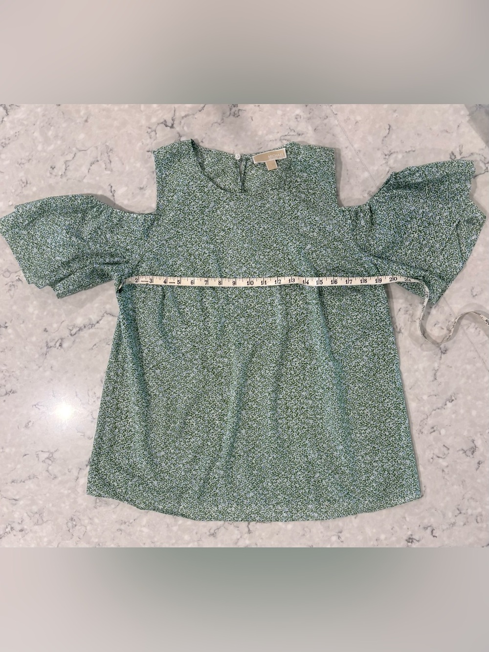 Michael Kors Green Floral Cold-Shoulder Blouse - Picture 7 of 11